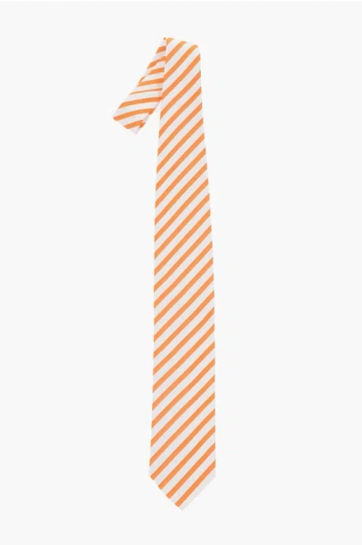 Corneliani Oblique Striped Silk Satin Tie
