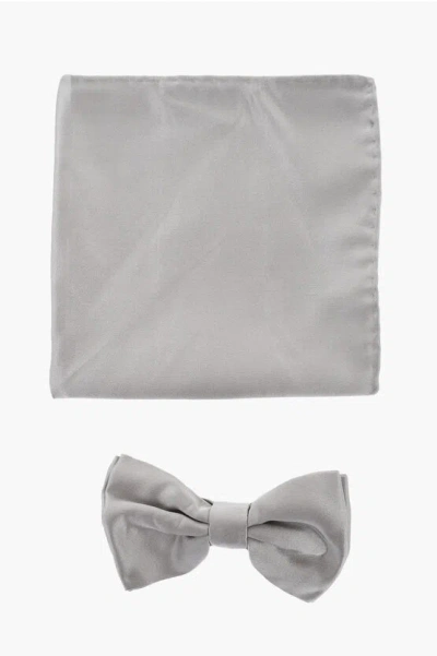 Corneliani Silk Satin Pocket Square And Bow Tie Set