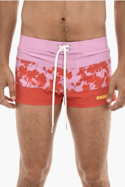 Dsquared2 Logoed Swim Short With Floral Motif