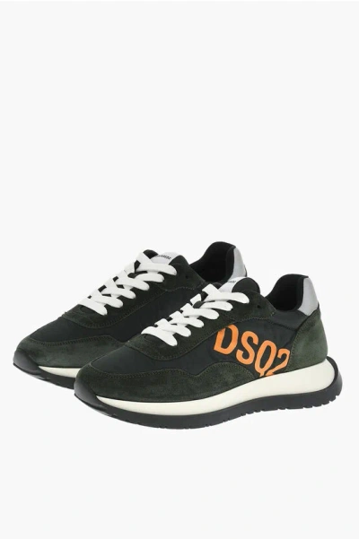 Dsquared2 Low-top Running Sneakers With Logo Print In Green