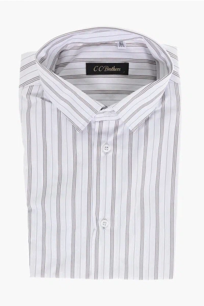 Corneliani Cc Brothers Cotton Shirt With Balanced Stripe Motif