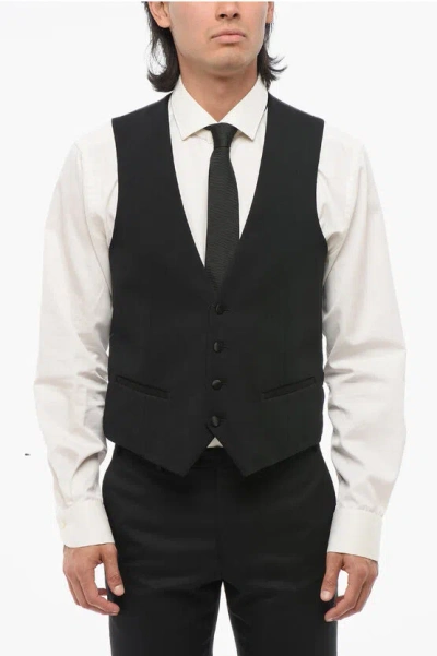 Corneliani Fleeced Vest With Satin Detail In Black