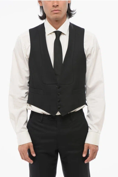 Corneliani Stitches Lapel Vest With Satin Buttons