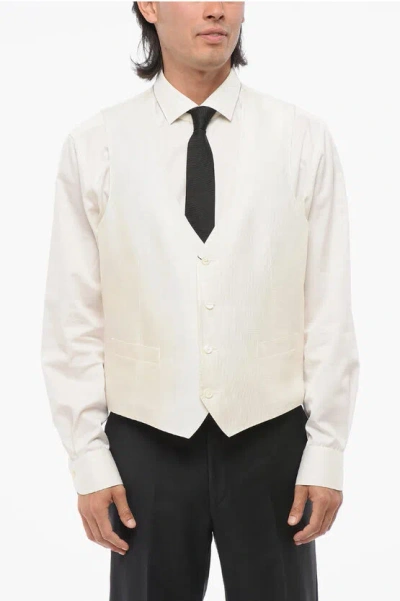 Corneliani 4 Buttons Silk Embroidered Vest With Jetted Pockets