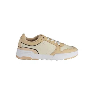 Tommy Hilfiger Sleek Beige Lace-up Sneakers With Logo Accent In Neutral