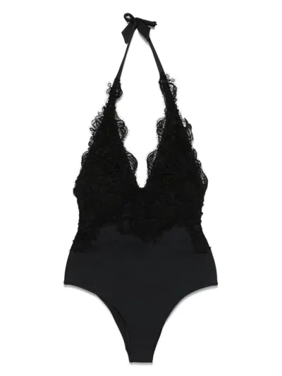 Ermanno Scervino Lace Detail V-neck Halter Swimsuit