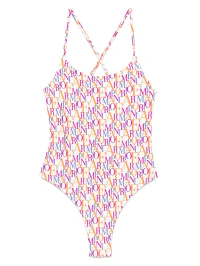 Emporio Armani Logo Print Swimsuit Adjustable Straps