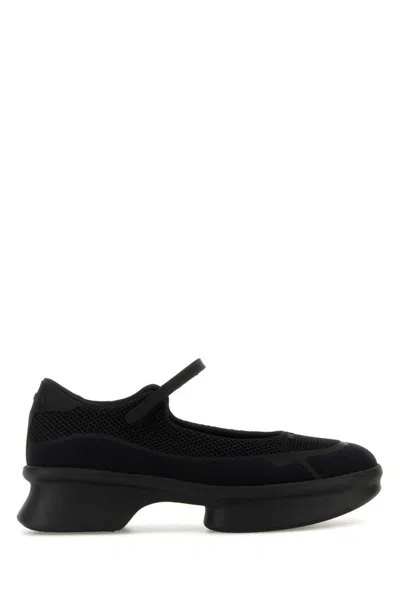 Prada Mesh Upper Round Toe Rubber Sole Ballerinas In Black