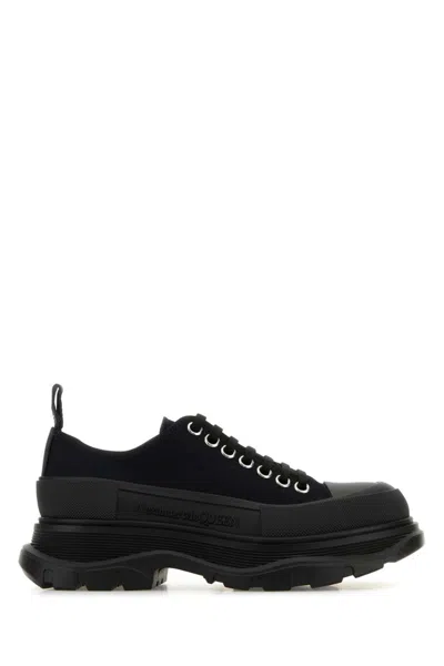 Alexander Mcqueen Black Canvas Tread Slick Platform Low Sneakers