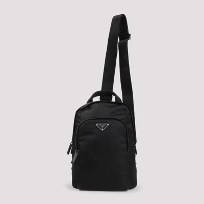 Prada Structured Leather Backpack With Logo Zipper Closure