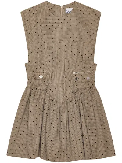 Ganni Flock Check Suiting Corset Mini Dress