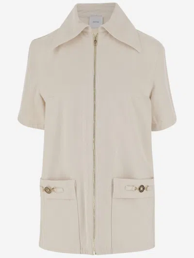 Patou Beige Zipped Denim Mini Dress