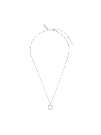 Ferragamo Women Collana Gancio Con Cristalli In Metallic