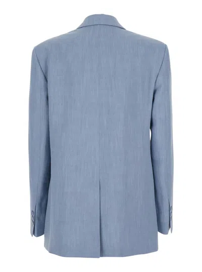 Seafarer Light Blue Jacket With Classic Lapels And Chest Pocket In Fabric Woman