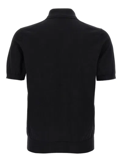 Brunello Cucinelli Black Polo Shirt In Cotton Short-sleeves With Bottons