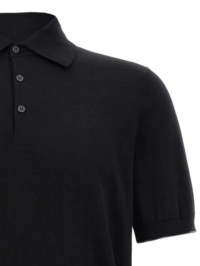 Brunello Cucinelli Black Polo Shirt In Cotton Short-sleeves With Bottons