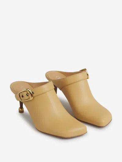 Chloé Andrea Calfskin Buckle Mule Pumps