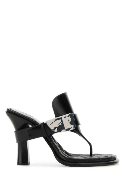 Burberry Prorsum Woman Thong Sandal Black Size 8 Leather