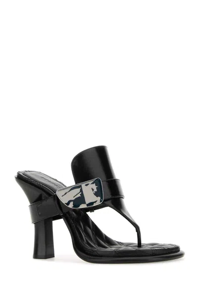 Burberry Prorsum Woman Thong Sandal Black Size 8 Leather