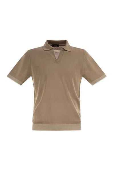Peserico Polo Shirt In Linen And Cotton Yarn