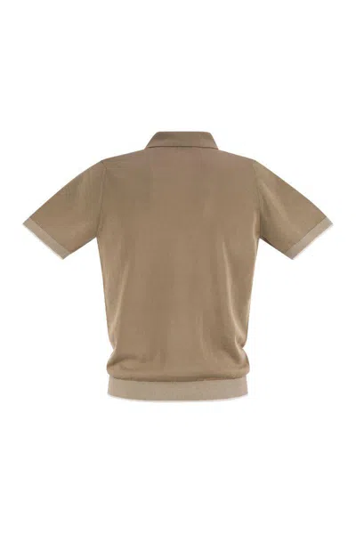Peserico Polo Shirt In Linen And Cotton Yarn
