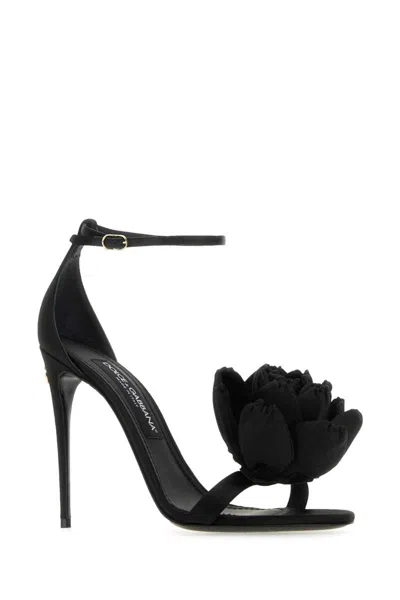Dolce & Gabbana Keira 105 Satin Bow Sandals In Patent Leather