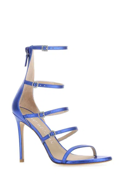 Stuart Weitzman Satin Strappy Sandals With Stiletto Heel