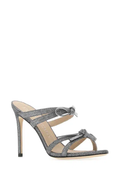 Stuart Weitzman Multicolor Fabric Sw Bow Mules