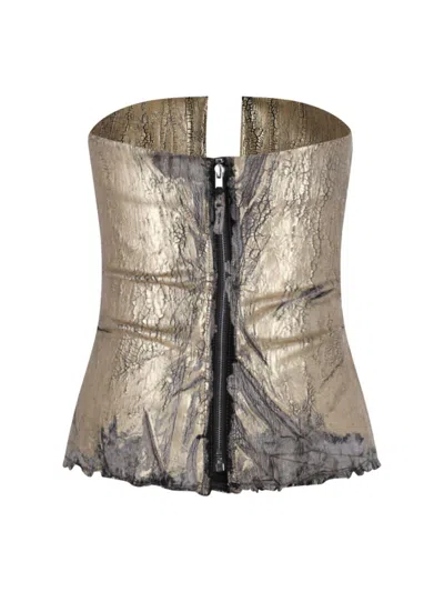 Rick Owens Coated Denim Top With Front Cut-out Neckline