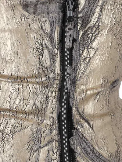 Rick Owens Coated Denim Top With Front Cut-out Neckline
