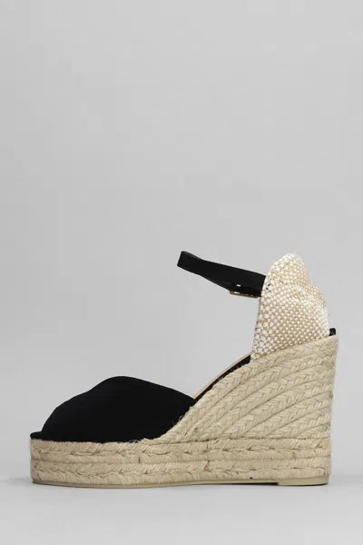 Castaã±er Castaner Bianca Raffia Wedge Espadrilles In Black