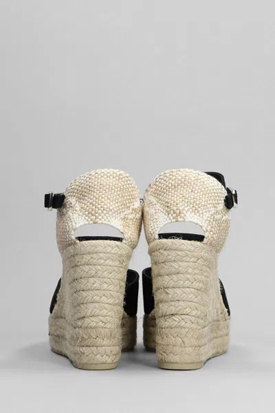 Castaã±er Castaner Bianca Raffia Wedge Espadrilles In Black