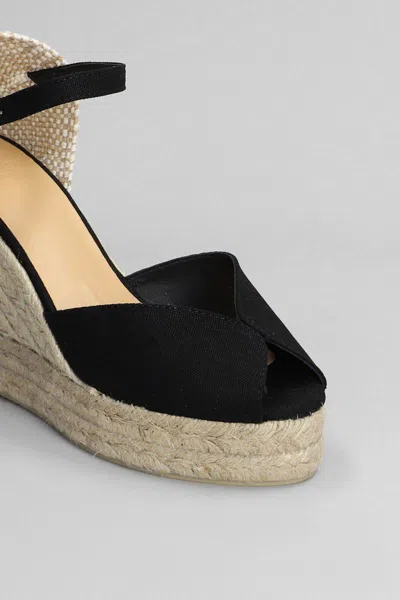 Castaã±er Castaner Bianca Raffia Wedge Espadrilles In Black