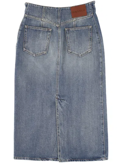 Alexander Mcqueen Alexander Mc Queen Blue Denim Midi Skirt
