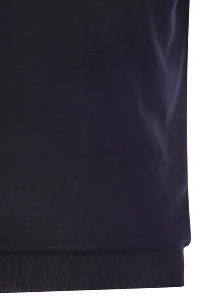 Tagliatore Blue Polo Shirt With Buttonless Collar And Ribbed Trims