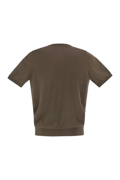 Tagliatore Basic Short-sleeved Cotton T-shirt In Brown