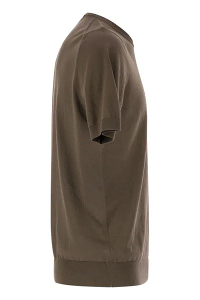 Tagliatore Basic Short-sleeved Cotton T-shirt In Brown