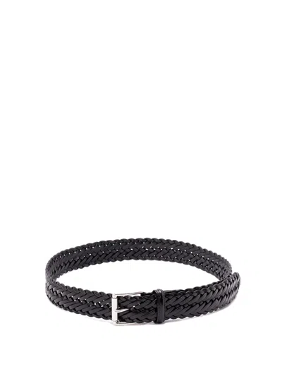 Anderson's Braided Leather Belt In Black