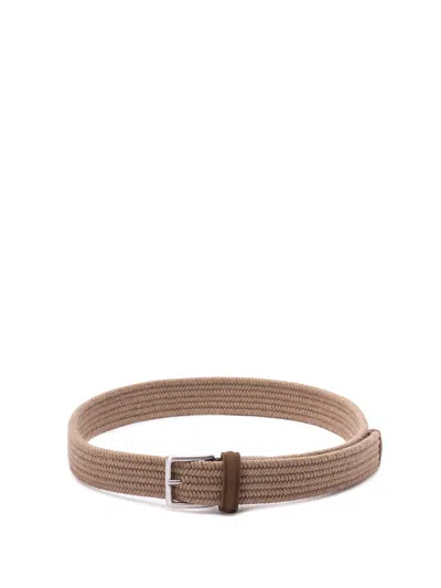Anderson's Woven Belt With Suede Details In Brown