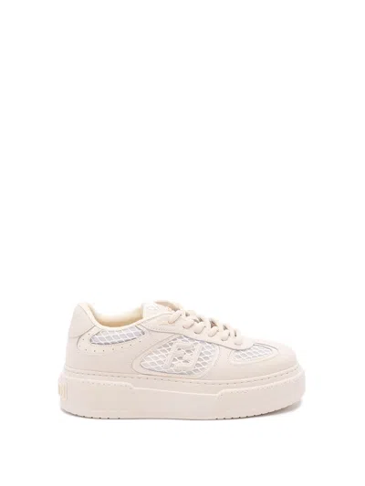 Fendi White Leather And Mesh Platform Low-tops