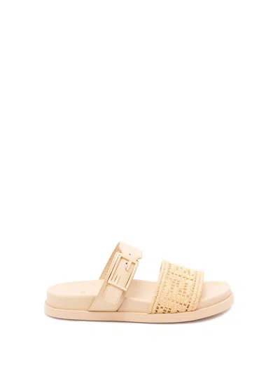 Fendi Feel Slides With Woven Strap And Flat Sole