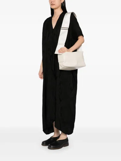 Uma Wang Medium Leather Shoulder Bag In White