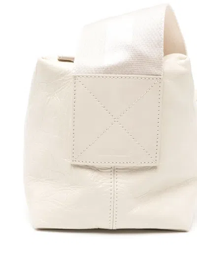 Uma Wang Medium Leather Shoulder Bag In White