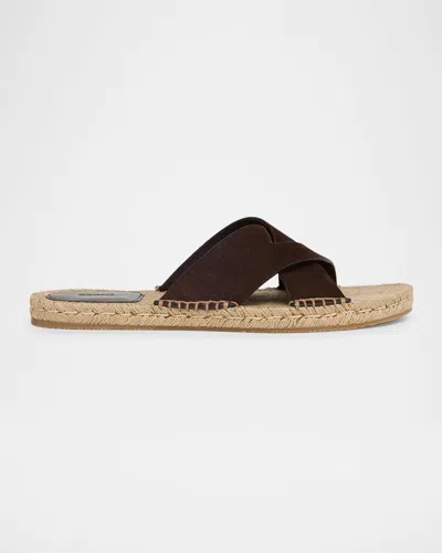 Zegna Mens Dark Brown Crossover Suede Espadrilles Eur 41 / 7 Uk In Brown
