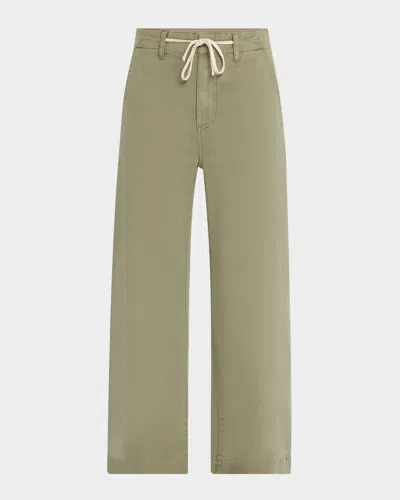 Paige Womens Vintage Oak Moss Arellia Drawstring Stretch-cotton Trousers