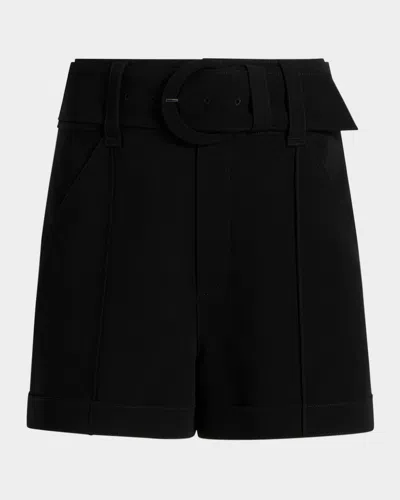 Cinq À Sept Aldi Belted High-rise Stitched Shorts In Black