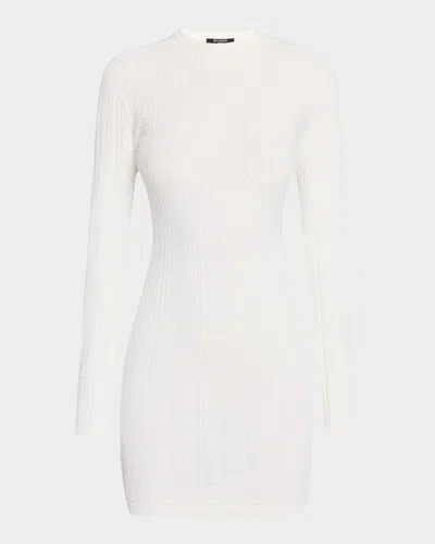 Balmain Monogram Long-sleeve Knit Bodycon Dress