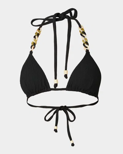 Shoshanna Chain Ribbed Triangle Bikini Tip
