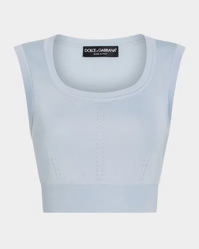 Dolce & Gabbana Pointelle Knit Crop Sleeveless Sweater
