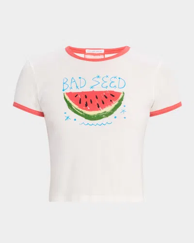 Mother Womens The Itty Bitty Logo-print Short-sleeve Cotton-jersey T-shirt Bad Seed